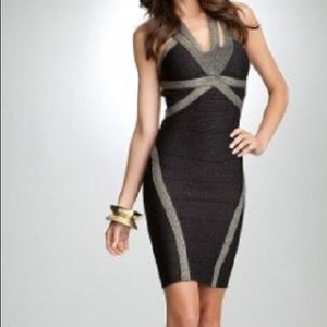 black and gold dress BEBE XS